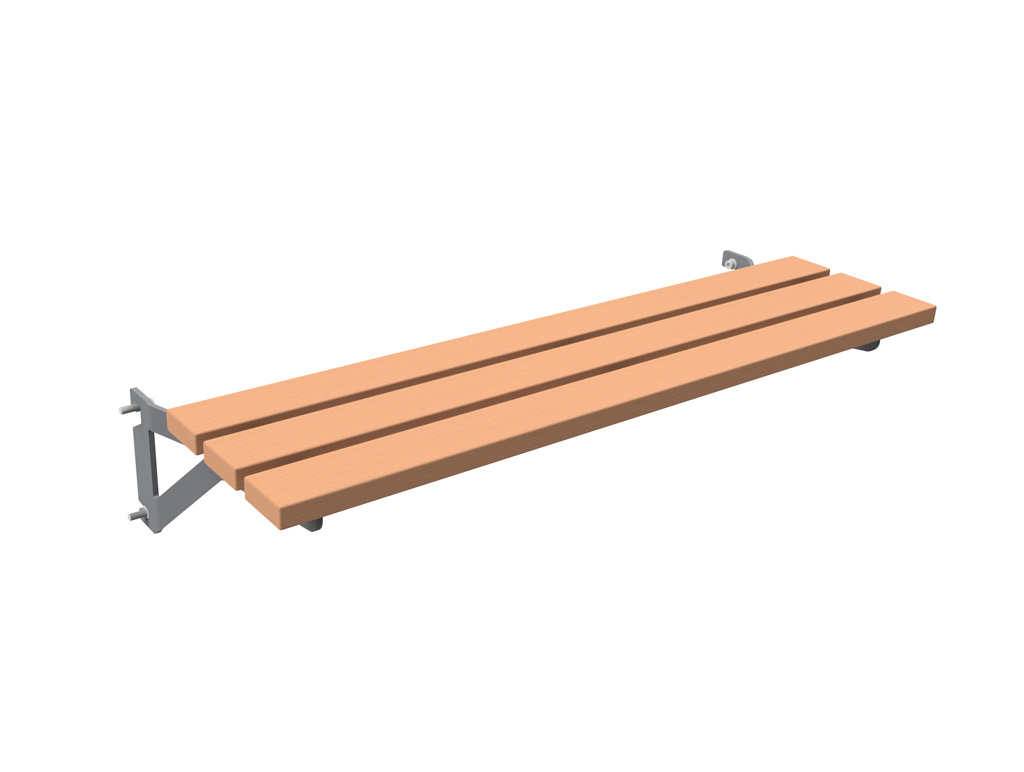 Einhängesitzbank Typ A für Wartehallen mit 3er Holzlattung