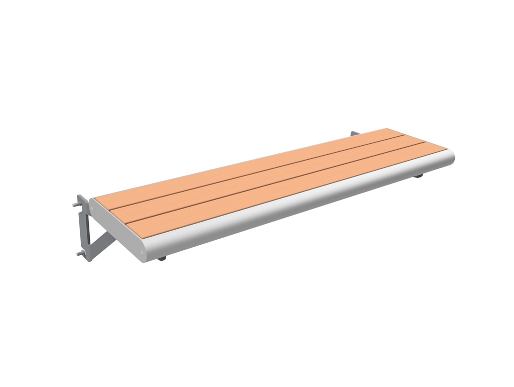 Einhängesitzbank Typ L für Wartehallen mit Holzfüllung