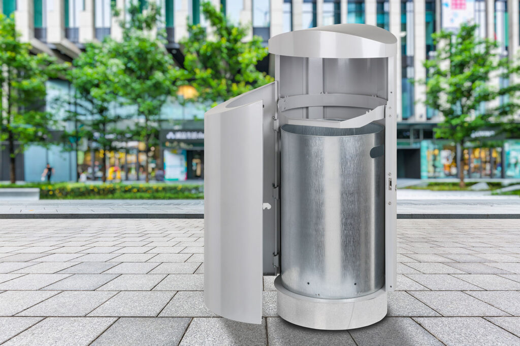 Abfallbehälter M-90 geöffnet mit Innenbehälter