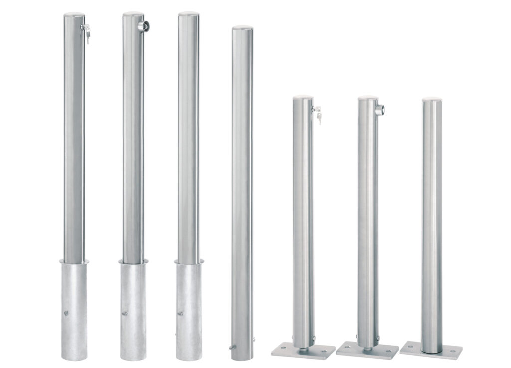 Edelstahlpoller mit flachem Kopf (Ausführungen)