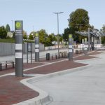 ZOB Eutin mit ARCUS Stelen an den Bushaltebuchten