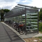 Fahrradabstellanlage BASIC einzeilig mit Pultdach