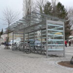 Fahrradabstellanlage BASIC einzeilig mit Pultdach