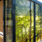 Rückwandverglasung der Überdachung CLEAN mit Scheibenmotiven im Digitaldruck