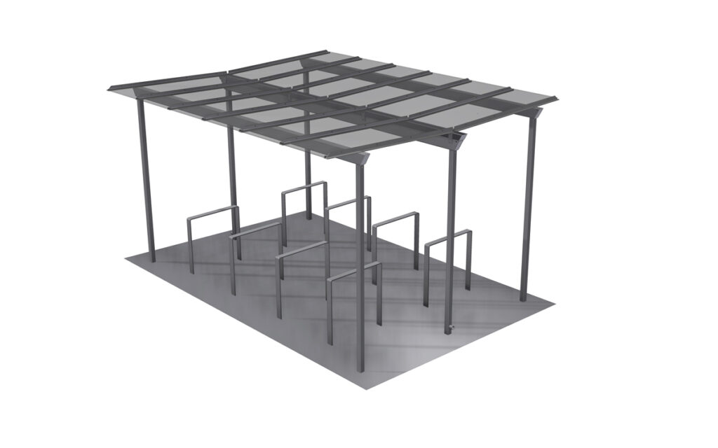 Fahrradüberdachung System X doppelzeilig 3-feldrig