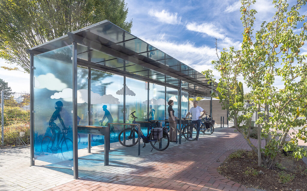 Fahrradüberdachung System X einzeilig