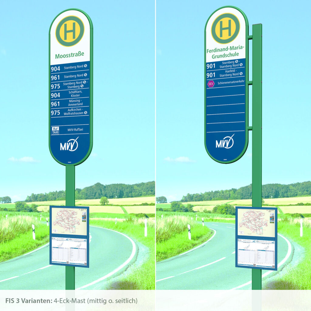 Die FIS 2/3-18 Produktfamilie am neuen 4-Eck-Masten