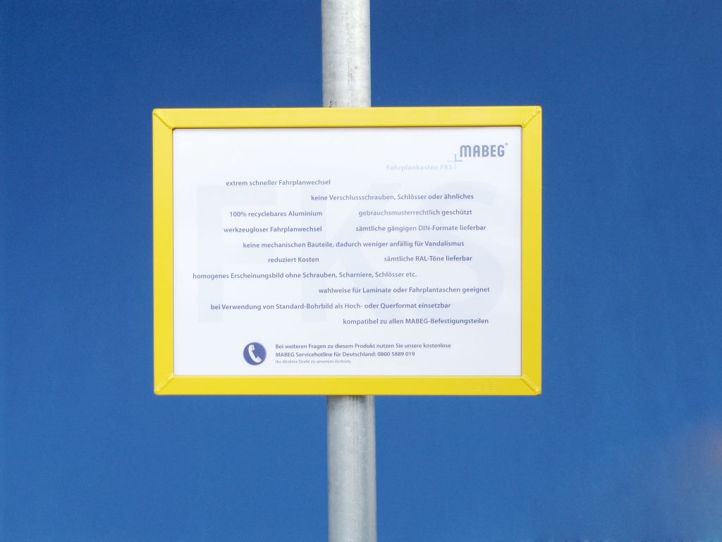 Fahrplankasten FKS Frontansicht