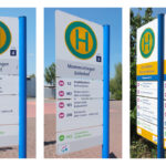 FLAG als Fahnenschild und Zwillingsschild mit wechselbaren Schildmodulen ohne sichtbare Befestigungselemente