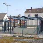 Rückseite der Treppeneinhausung in Lauda-Königshofen