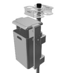 Montierter Adapter zur Mastverlängerung eines Abfallbehälters mit Pfandhalter