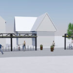 Fahrradüberdachung Typ O mit Gittergräger und Gründach