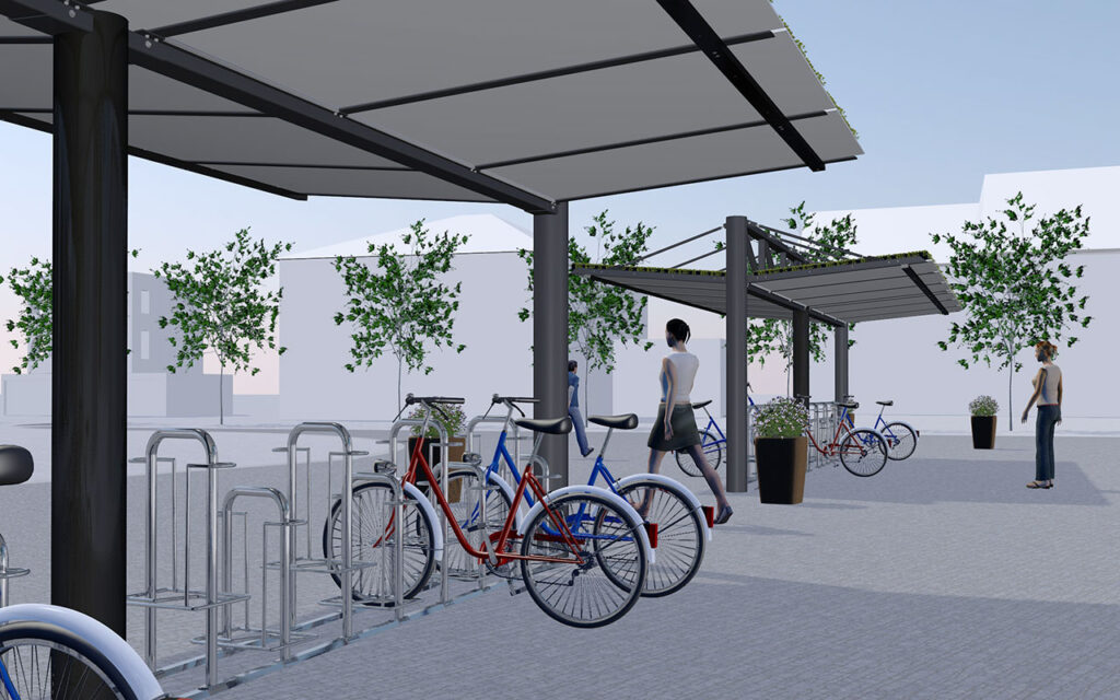 LED Beleuchtung der Überdachung System O im Unterzug mit je 1 LED pro Feld