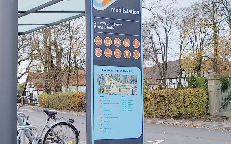 Infostele FIS 6-N mit Lageplan an Mobilstation in Stemwede-Levern