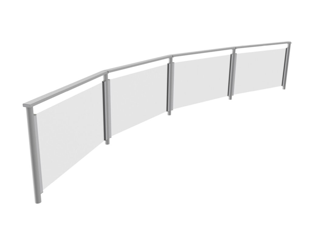 Spritzschutzwand BASIC in polygone Aufstellung