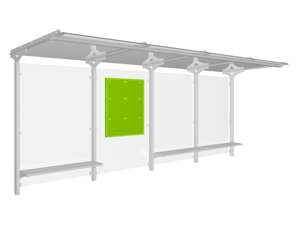Vitrine MT 1.48 in Rückwand einer Wartehalle
