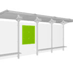 Vitrine MT 1.48 in Rückwand einer Wartehalle