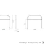 Abmessungen Fahrradbügel U mit Knieholm in Edelstahl
