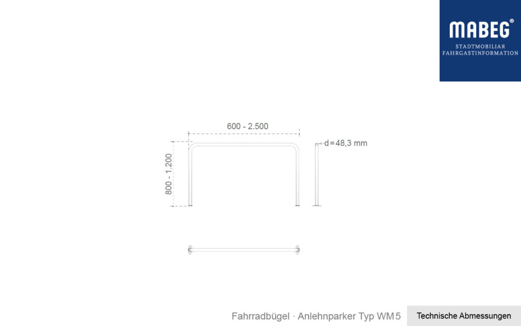 Abmessungen Anlehnbügel WM 5