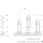 Abmessungen Typ K (ein- oder beidseitige Hoch-Tief-Einstellung von Fahrrädern) auf OKF