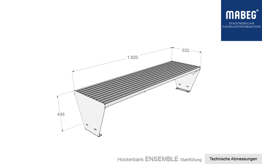 Abmessungen ENSEMBLE Hockerbank