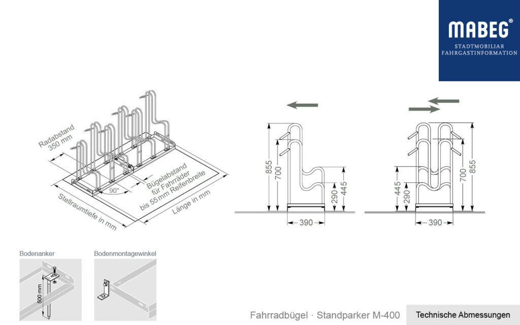 Abmessungen Standparker M-400