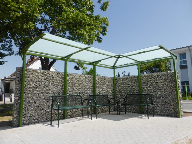 Überdachung Baureihe F über Eck-Lösung für Sitzgruppe