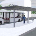 Überdachung System O doppelzeilig R-Maxi Eindeckung Aluminium mit Überstand eckig