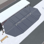 Überdachung System O doppelzeilig R-Maxi Eindeckung Aluminium (Überstand eckig)