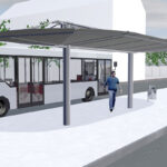 Überdachung System O doppelzeilig R-Maxi Eindeckung Aluminium mit Überstand rund