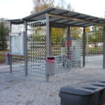 Wartehalle System Raster 22 doppelzeilig mit Fahrradabstellanlage