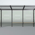 Rendering Wartehalle System Y 3-feldrig mit Einhängesitzbänken