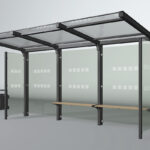 Rendering Wartehalle System Y 3-feldrig mit halben Seitenwänden