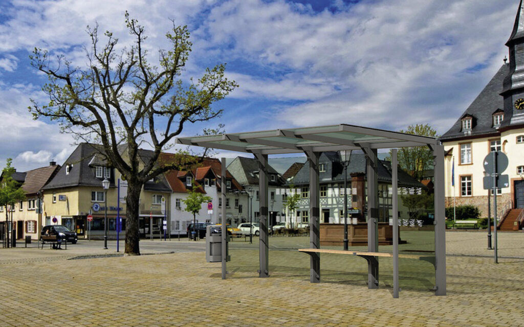 Wartehalle System Y 3-feldrig mit Glaseindeckung