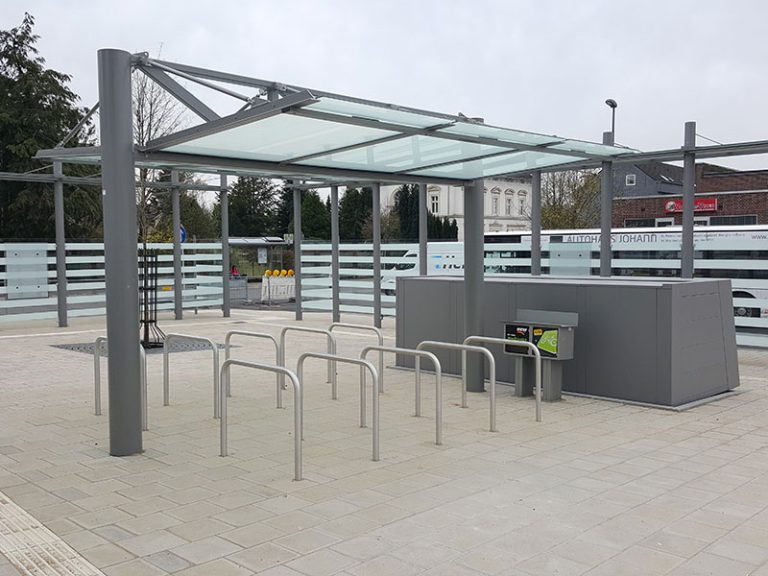 Überdachung O doppelzeilig als Fahrradunterstand